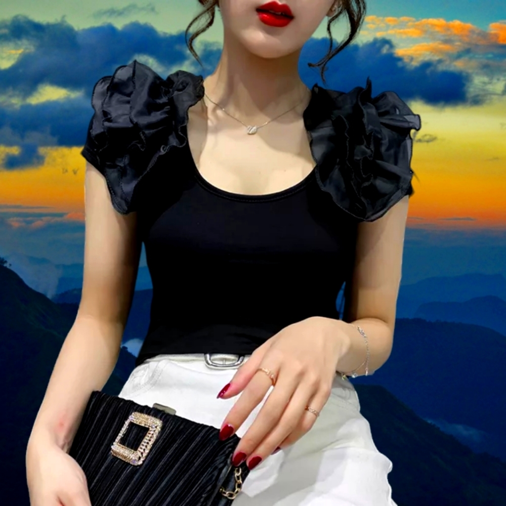 Summer Style Ruffled Sleeve Top - Picture 2 of 6